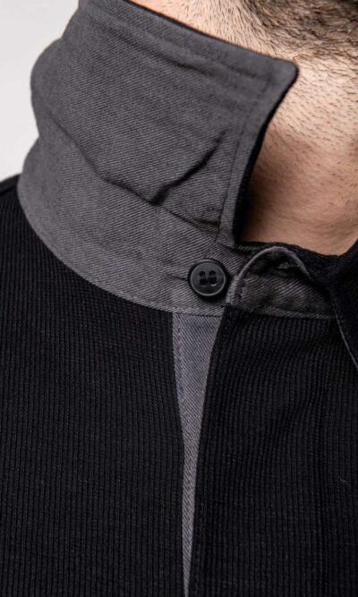 FRENCH RIB - LONG-SLEEVED RIBBED POLO SHIRT - Image 3