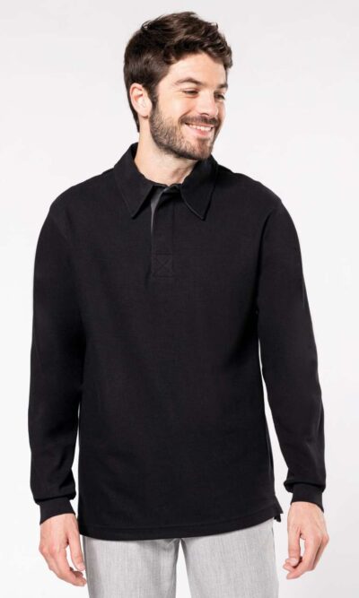 FRENCH RIB - LONG-SLEEVED RIBBED POLO SHIRT - Image 7