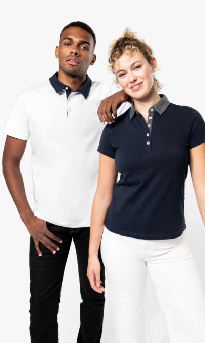 LADIES' TWO-TONE JERSEY POLO SHIRT - Image 5