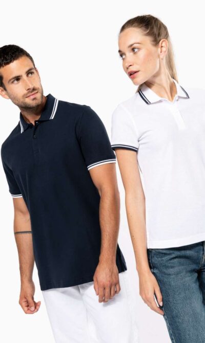 LADIE'S 2 STRIPED SHORT SLEEVED POLOSHIRT - Image 3