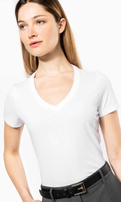 LADIES' SUPIMA® V-NECK SHORT SLEEVE T-SHIRT - Image 5