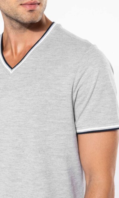 MEN'S PIQUÉ KNIT V-NECK T-SHIRT - Image 3