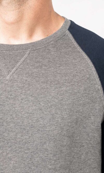 MEN'S TWO-TONE ORGANIC CREW NECK RAGLAN SLEEVE SWEATSHIRT - Image 3