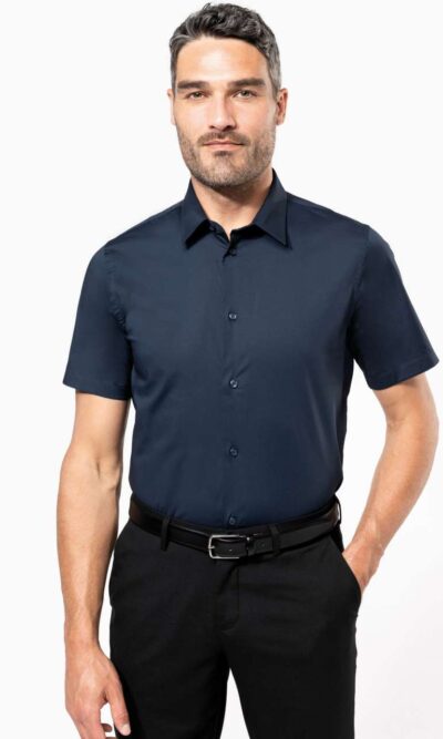 SHORT-SLEEVED COTTON/ELASTANE SHIRT - Image 5