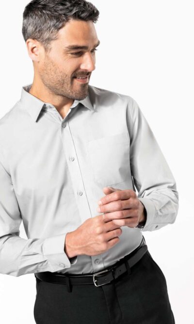 MEN'S LONG-SLEEVED COTTON POPLIN SHIRT - Image 4