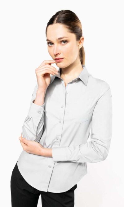 LADIES' LONG-SLEEVED COTTON POPLIN SHIRT - Image 4