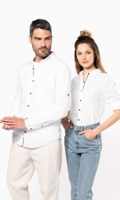 MEN'S LONG SLEEVE LINEN AND COTTON SHIRT - Image 2