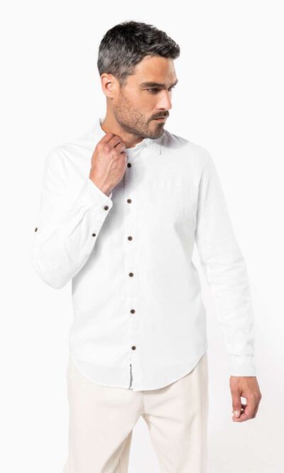 MEN'S LONG SLEEVE LINEN AND COTTON SHIRT - Image 1