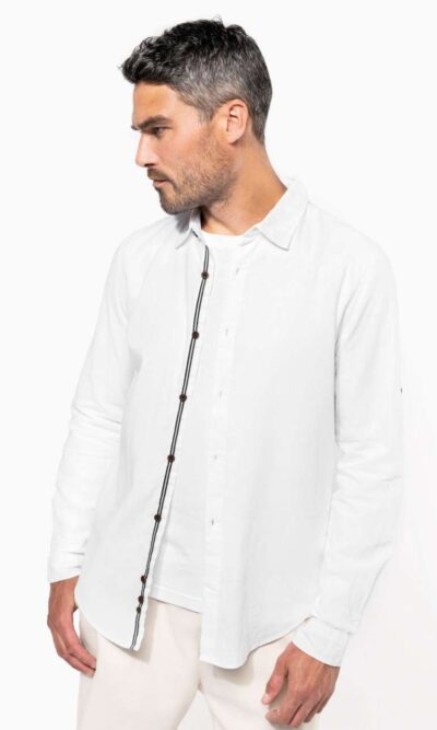 MEN'S LONG SLEEVE LINEN AND COTTON SHIRT - Image 4