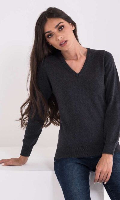 LADIES’ V-NECK FINE GAUGE COTTON PULLOVER - Image 3