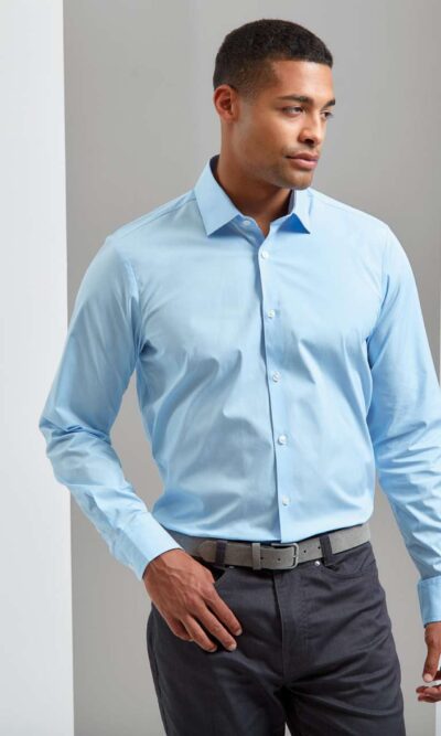 MEN'S STRETCH-FIT COTTON POPLIN LONG SLEEVE SHIRT - Image 1