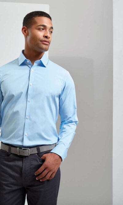 MEN'S STRETCH-FIT COTTON POPLIN LONG SLEEVE SHIRT - Image 2