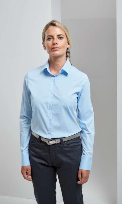 WOMEN'S STRETCH-FIT COTTON POPLIN LONG SLEEVE SHIRT - Image 1